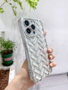 編織圖案電鍍手機殼 - 銀色 - 查看 5