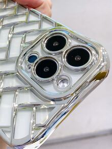 編織圖案電鍍手機殼 - 銀色 - 查看 6