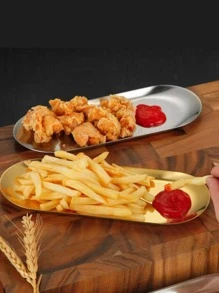 1 peça S/M/L Prato redondo de aço inoxidável dourado coreano para churrasqueira e casa, prato elíptico de vegetais para sobremesa/bolo/lanche de hotel, bandeja de joias/toalhas, prato de armazenamento de metal, prato de osso/prato raso para presente de Natal de restaurante - Ouro - Ver 8