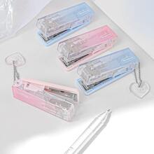Mini Gradient Stapler Portable dành cho sinh viên với khoảng 40 chiếc Kim bấm số 10, có thể gập lại và nhẹ, tuyệt vời cho văn phòng và sử dụng cá nhân - Màu Hồng baby - Xem 2