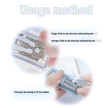 Mini Gradient Stapler Portable dành cho sinh viên với khoảng 40 chiếc Kim bấm số 10, có thể gập lại và nhẹ, tuyệt vời cho văn phòng và sử dụng cá nhân - Màu Hồng baby - Xem 10
