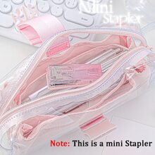 Mini Gradient Stapler Portable dành cho sinh viên với khoảng 40 chiếc Kim bấm số 10, có thể gập lại và nhẹ, tuyệt vời cho văn phòng và sử dụng cá nhân - Màu Hồng baby - Xem 9