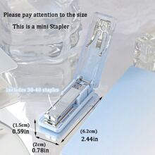 Mini Gradient Stapler Portable dành cho sinh viên với khoảng 40 chiếc Kim bấm số 10, có thể gập lại và nhẹ, tuyệt vời cho văn phòng và sử dụng cá nhân - Màu Hồng baby - Xem 6