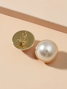 1pair New European And American Fashionable Faux Pearl Decor Statement Stud Earrings - View 2
