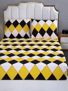 Polyester Simple Style Bedding Set With Fitted Sheet - Multicolor - View 3