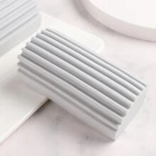 灰色潮濕清潔撣子海綿、減壓海綿清潔刷、可重複使用清潔撣子海綿工具，用於清潔百葉窗、玻璃、踢腳板、通風口、欄杆、鏡子、門窗凹槽 - 淺灰色 - 查看 2