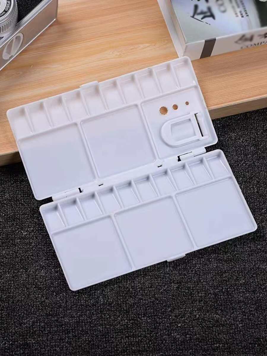 藝術亞克力塗料調色板塑膠水彩翻動塗料盒適用於學生 - 白色 - 查看 1