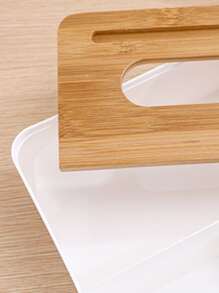 1 Peça Caixa de Tecido para Mesa Branca com Tampa de Bambu para Armazenamento de Controle Remoto Plástico da Sala de Estar, Itens para Casa, Mesa, Decoração para Casa, Organização e Armazenamento para Casa, Decoração de Quarto, Acessórios de Cozinha, Ferramentas de Cozinha, Organizador de Cozinha, Viagem, Feriado, Suporte para Caixa de Lenço, Suporte para Guardanapo, Reunião Familiar de Festival, Decoração de Mesa de Cozinha e Sala de Jantar para Casa, Cozinha, Quarto, Sala de Estar, Acessórios Decorativos para Casa, Caixa Decorativa, Presente de Casamento para Mulheres, Essenciais para Viagens de Verão, Feriados e Festivais
