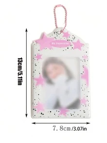 簡約風創意卡通設計彩色人造皮革卡包,隨機色 - 黑色 - 查看 3