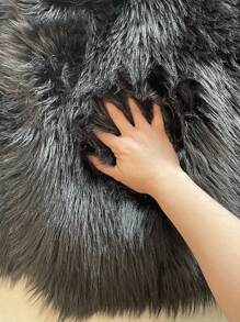 Black Faux Fur Rug Washable Fluffy Rug Throw Rugs For Living Room Runner Rug Shag Rug Furry Carpet For Bedroom Decor Sheepskin Fur Rugs For Bedroom - Black - View 6