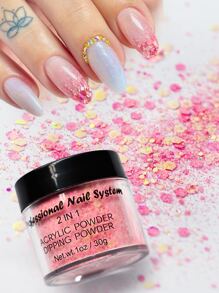 Bột Acrylic nhũ màu hồng hoa anh đào hỗn hợp, Bột nghệ thuật làm móng lấp lánh cho móng tay acrylic, Phụ kiện trang trí móng tay DIY, Đá quý làm móng, Vật dụng làm móng - Hồng - Xem 3