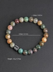 1 x Men's Magnetic Black Gallstone Beaded Bracelet - Multicolor - View 4