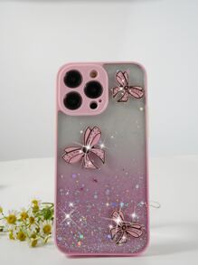 蝴蝶結和亮片裝飾手機殼 - 粉色 - 查看 7