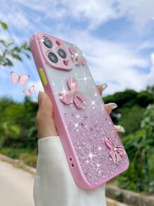 蝴蝶結和亮片裝飾手機殼 - 粉色 - 查看 6