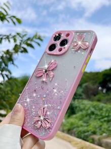 蝴蝶結和亮片裝飾手機殼 - 粉色 - 查看 5