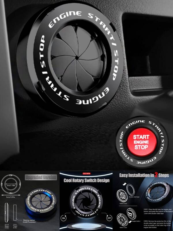 1 pieza Decoración de botón de coche con estampado de letra