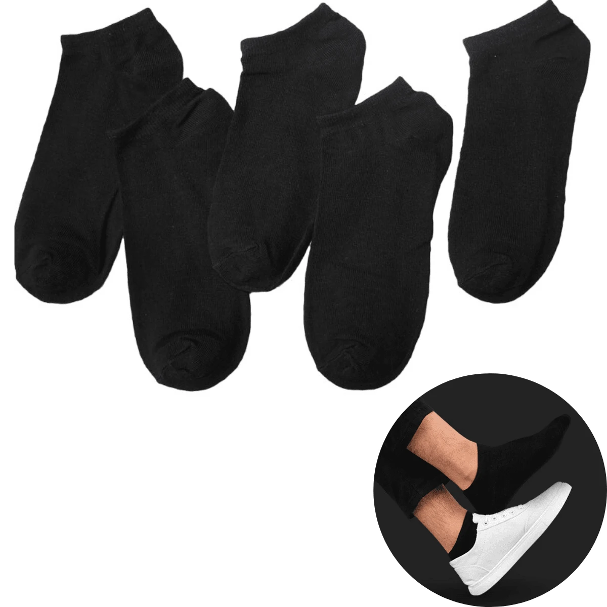 Tines liso hombre, 10 pares - Negro - Ver 1