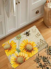 蜜蜂和向日葵圖案廚房地墊 - 彩色 - 查看 2