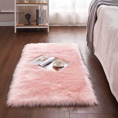 Alfombra de piel de cordero sintética rosa, lavable, esponjosa, alfombra de tiro para sala de estar, alfombra pasillo, alfombra de pelo largo, alfombra de pelo para decoración de dormitorio