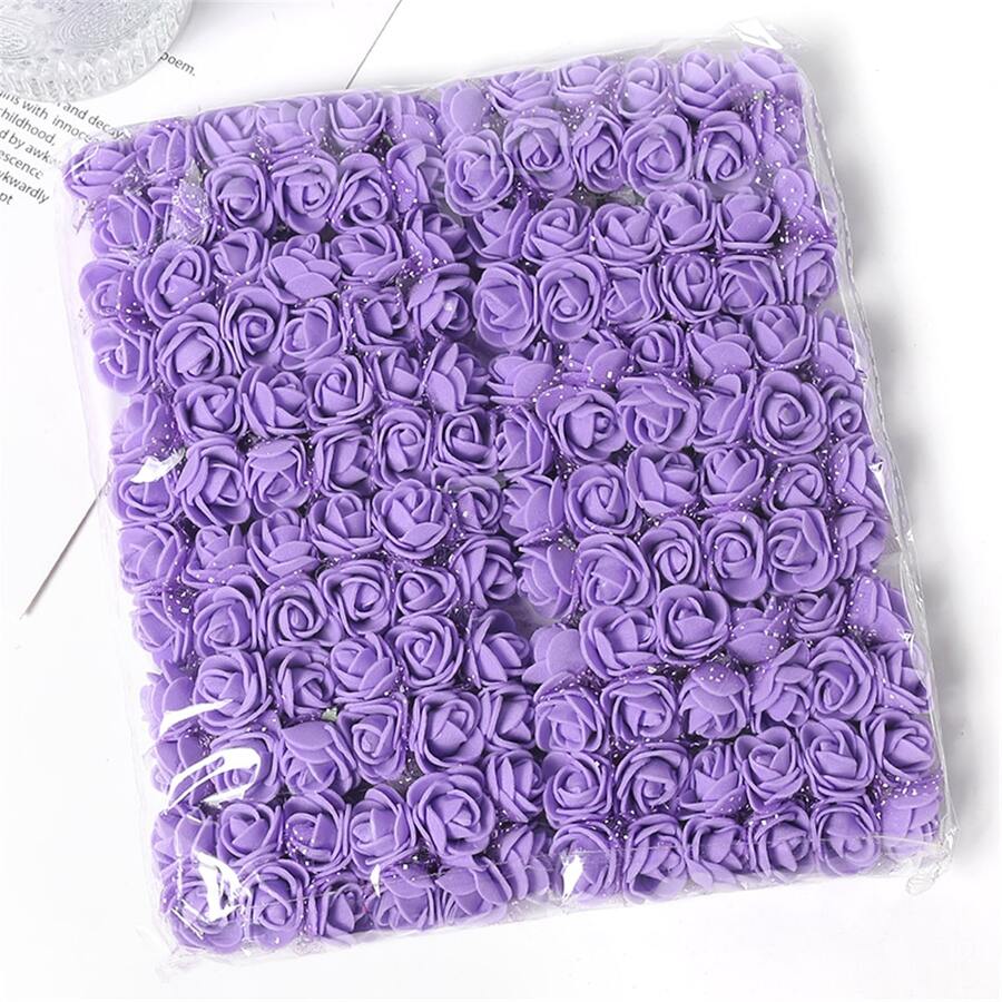 144入組人造迷你泡沫玫瑰花束婚禮花裝飾用品剪貼簿假花花環手工禮物