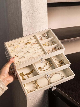 1入組大容量首飾類戒指和裝飾物收納盒