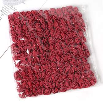 144pcs Artificial Mini Foam Rose Flower Bouquet Wedding Flower Decoration Scrapbooking Fake Flowers Wreath DIY Craft Gifts