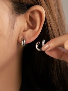 1 Màu Bạc Hợp Kim Kẽm Muỗi Cuộn Khay Kẹp Tai Cho Nữ Mà Không Cần Xỏ Lỗ - Bạc - Xem 2