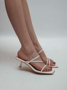 Women's Beige Color High Heel Sandals - Beige - View 4