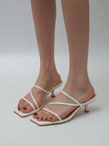 Women's Beige Color High Heel Sandals - Beige - View 1