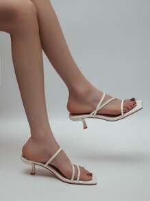 Women's Beige Color High Heel Sandals - Beige - View 5