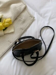 Túi xách thời trang in hình chữ V nhỏ có dây đeo vai có thể điều chỉnh - màu đen - Xem 5
