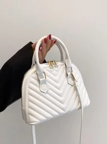 Túi xách thời trang in hình chữ V nhỏ có dây đeo vai có thể điều chỉnh - trắng - Xem 1