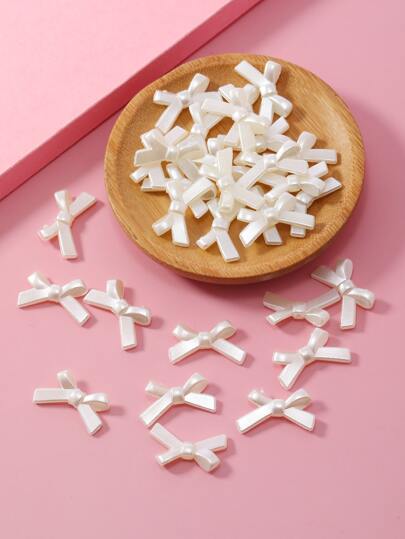 30pcs Pearl Color Bowknot Decor DIY Pendant Accessory, Suitable For Necklace, Bracelet, Clothing, Headband, Hanging Rope, Wedding Craft Supplies Valentines