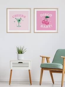 2入組30x30公分粉色櫻花設計裝飾畫布畫,適用於嬰兒房、教室或牆面裝飾,現代時尚風格 - 彩色 - 查看 7