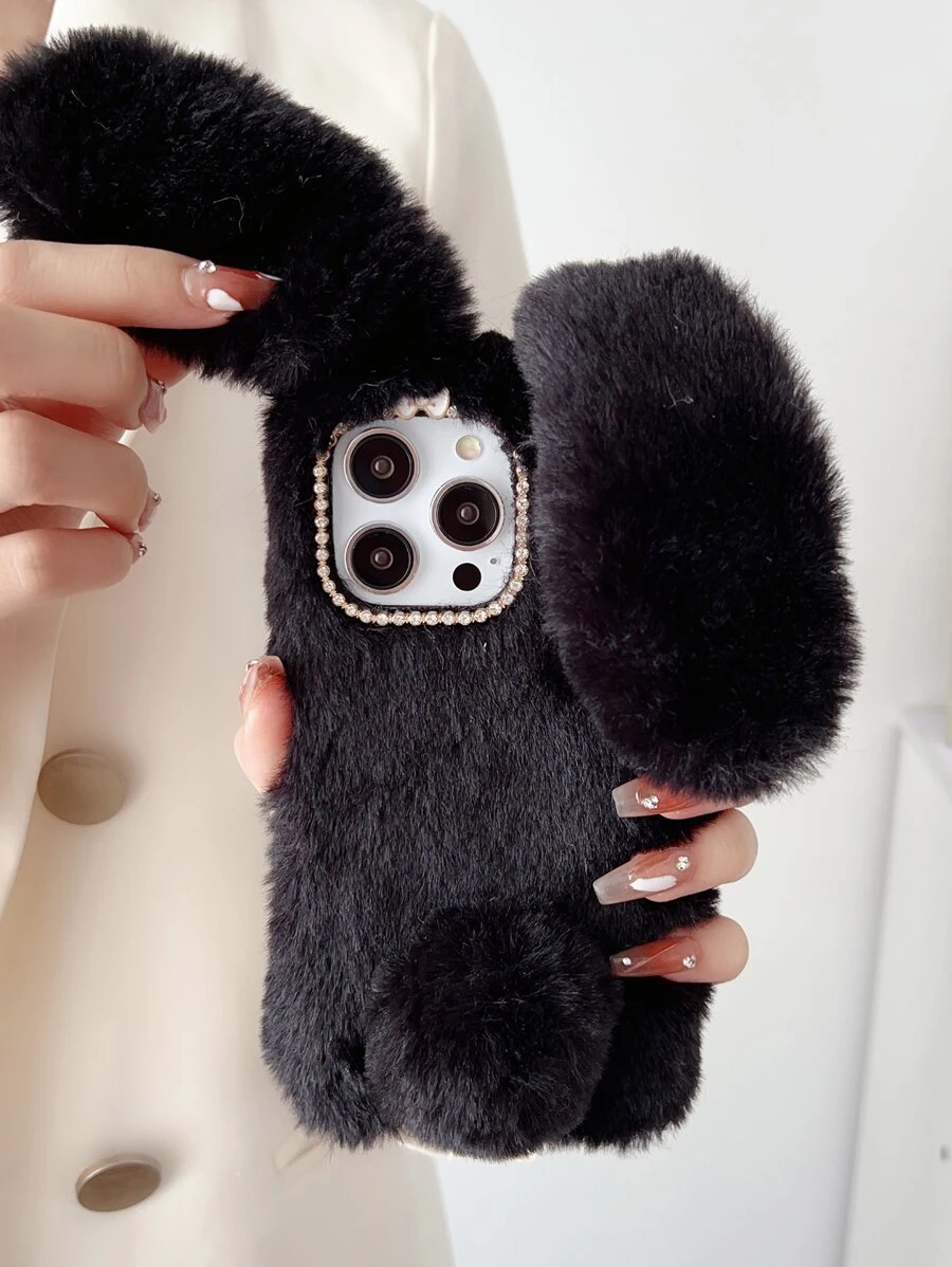 Ốp điện thoại hình thỏ bông, phiên bản quốc tế, không phải phiên bản nội địa. - màu đen - Xem 1