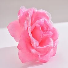 1只粉紅色緞子雪紡布製大花朵時尚優雅胸針,適用於婚禮宴會演出珠寶 - 粉色 - 查看 3