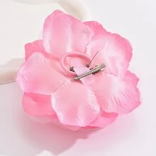 1只粉紅色緞子雪紡布製大花朵時尚優雅胸針,適用於婚禮宴會演出珠寶 - 粉色 - 查看 2