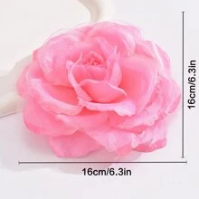 1只粉紅色緞子雪紡布製大花朵時尚優雅胸針,適用於婚禮宴會演出珠寶 - 粉色 - 查看 4