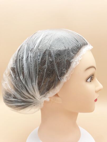 100pcs Disposable Transparent Hair Dyeing Cap, Extra Large & Thick, 9.45inch