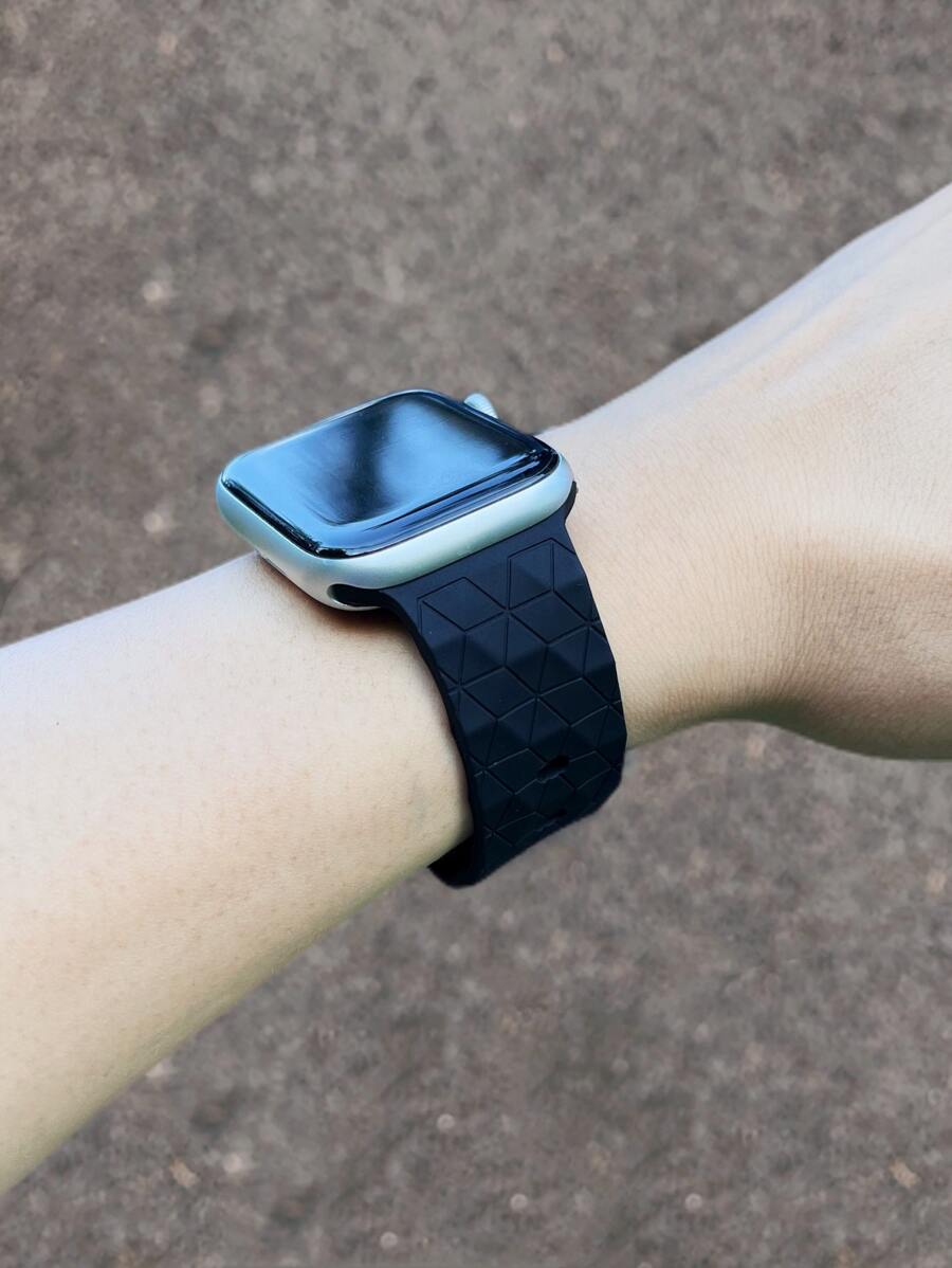 Dây đeo bằng silicon Tương thích với Apple Watch - màu đen - Xem 1