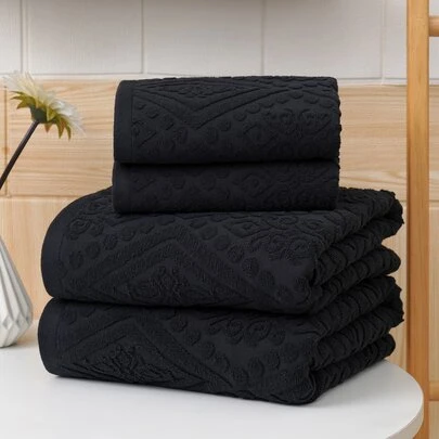 QIBHI 1/3件装提花欧式100%纯棉毛巾（轻便实用），可选1条浴巾或1条面巾，柔软吸水，适用于浴室、酒店、健身房、旅行、送礼、沙龙、运动、户外、海滩、学校、返校季、旅行配件、家居用品、毛巾、护肤品