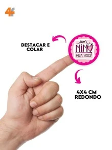 100 Etiquetas Adesivas  - 4 Cm - Cartelas de Adesivos de Recebidos - Um Mino Para Você - Rosa chiclete - Visão 3