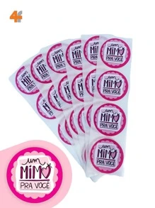 100 Etiquetas Adesivas  - 4 Cm - Cartelas de Adesivos de Recebidos - Um Mino Para Você - Rosa chiclete - Visão 1