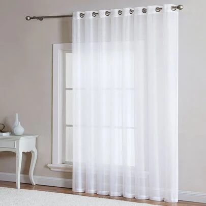 Cortina branca transparente versátil de 1 peça, leve, textura delicada, respirável, semitransparente, estilo moderno para varanda e quarto