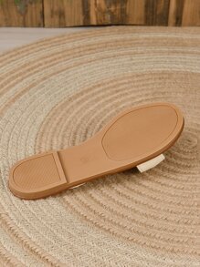 Fashionable Thong Sandals For Women, Knot & Ruched Detail Flat Sandals - Beige - View 7