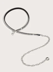 1pc Women's Fashion Crystal Chain Belt, Suitable For Dresses, Parties, Daily Wear, All Seasons, Versatile Accessory, Suitable For Halloween - Black - View 3