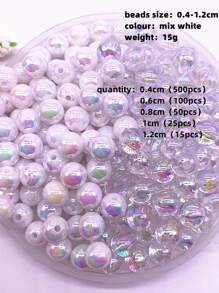 Yiwu Qiyou Accessories Co., LTD 1 Gói Hạt Acrylic Holographic Thời Trang 4/6/8/10/12mm, Thích Hợp Cho Phụ Nữ Tự Làm Trang Sức - trắng - Xem 4