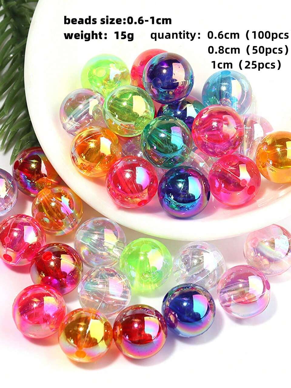 Yiwu Qiyou Accessories Co., LTD 1 Pack 6/8/10mm Fashion Acrylic Beads, Suitable For Women DIY Jewelry Making