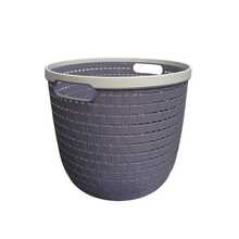 Canasto Cesto Ropa Sucia Agarraderas Plástico Forma Redonda - Lila Púrpura - Ver 2