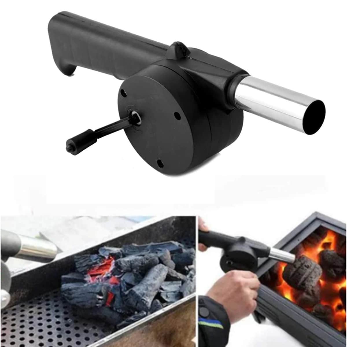 1入組便攜式戶外手動風鼓:燒烤、營火和爐灶用品,可用於點火和烹飪 - 黑色 - 查看 1